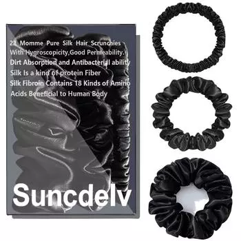 3 шт. 100% чистый шелк тутового дерева резинки для волос ручной работы женские аксессуары для волос для девочек натуральные однотонные резинки для волос 3PCS