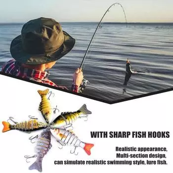 3 шт. 10 см/15,5 г многосочлененная рыболовная приманка с крючками, реалистичная 7-секционная пластиковая искусственная приманка для пресноводной и соленой рыбалки C