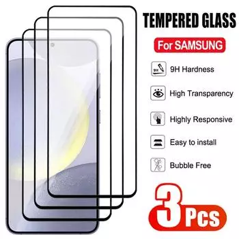 3 шт. 11D полное защитное стекло для Samsung Galaxy S23 FE S24 Plus ультра закаленное защитное стекло A05 A15 A25 A35 A55 стеклянная пленка For Samsung A12 чистый