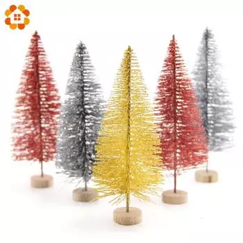 3 шт., 13 см, рождественская елка, сделай сам, золото, сер и красный, маленькая сосна, мини-деревья, настольные украшения, украшения для рождественской вечеринки, товары для дома 13CM серебряный