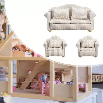3 шт. 1:12 Кукольный Дом Мебель Диван Модель Подарок На День Рождения Украшения Мини Диван