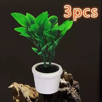 3 шт. 1/12 зеленое растение в белом горшке миниатюрные садовые аксессуары для кукольного домика 1pc