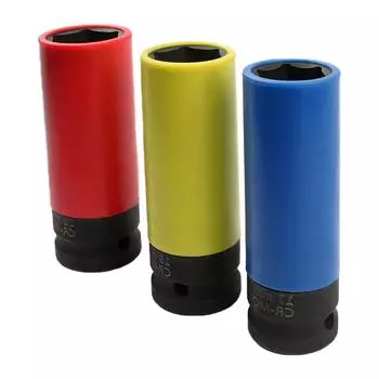 3 шт. 1/2 дюйма Привод Колесный Ударный Гайковерт Головка 17 мм 19 мм 21 мм Не оставляющая следов Гайка Колеса Тонкостенная Глубокая Головка Аксессуары 1