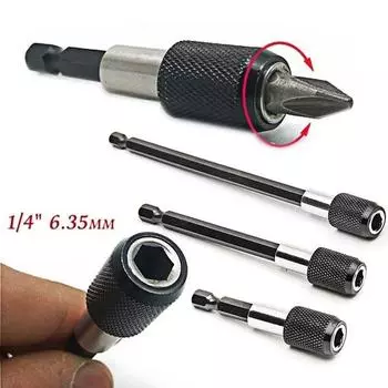3 шт. 1/4 дюйма с шестигранным хвостовиком, быстросъемная электрическая дрель, магнитная отвертка, регулируемый удлинитель, держатель чёрный