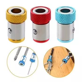 3 шт. 1/4 головка партии цветная магнитная катушка отвертка наконечник заполнение металлическая отвертка головка позиционирование стальной втулки инструмент