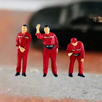 3 шт. 1/64 Миниатюрная модель Автозаправочная станция Фигурки людей Смоляные окрашенные имитационные фигурки людей жёлтый