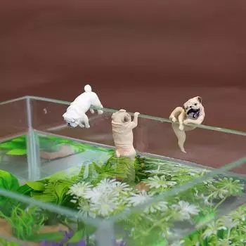 3 шт./1 комплект креативных украшений для аквариума из ПВХ, кавайные мультяшные собаки, лазающие собаки, подвеска для аквариума, настенное украшение для ландшафтного дизайна 4x4cm
