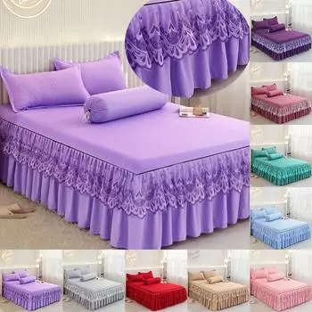 3 шт./1 комплект постельных принадлежностей, наматрасник, хлопковые юбки для кровати, роскошный пара наматрасников, юбка с рюшами, одеяло 120x200cm 3PCS/1 Set