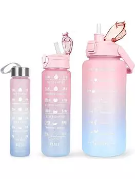 3 шт. 2000 мл, 750 мл, 300 мл градиентные бутылки для воды набор, портативный, герметичный, рождественские спортивные бутылки для воды с маркером времени на открытом воздухе 0.3L