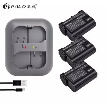 3 шт., 2500 мАч EN-EL15 EN EL15 ENEL15, аккумулятор для камеры с умным зарядным устройством для камеры Nikon D7000 D7100 D800 D800E D600 D610 D810 D500 D7200 V1 чёрный