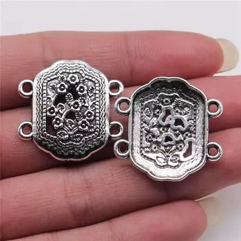 3 шт. 27x28 мм, цепочка для тела, пористые соединители для изготовления ювелирных изделий, цвет античного серебра