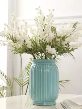 3 шт., 38 см, искусственные цветы акации, желтая мимоза, спрей, вишня, фруктовая ветка для свадьбы, украшение домашнего стола, искусственный цветок белый