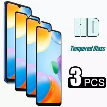3 шт. 3 шт. полное покрытие из закаленного стекла Samsung Galaxy A53 iPhone 11 12 13 Pro RedMi Note 11 10 9 8 XiaoMi Huawei Honor Realme GT 9i Защитная пленка для экрана vivo T1 чёрный