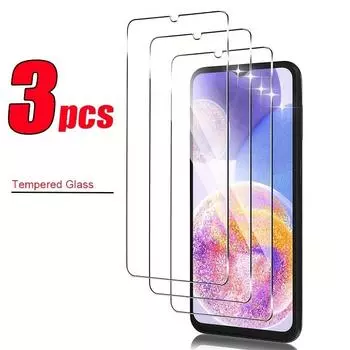 3 шт. 3 шт. Защитная крышка из закаленного стекла для Samsung Galaxy A05 A05S A15 A25 A35 A55 S22 S23 S21 FE S20 S24 Ultra A54 A53 A52 A51 Защитная пленка для экрана Samsung S23 FE белый