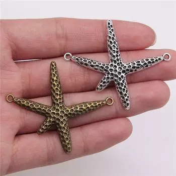 3 шт., 40x33 мм, подвески с разъемом в виде морской звезды, подвески в виде разъема в виде морской звезды, подвески-шармы для изготовления ювелирных изделий In The Title античный бронзовый