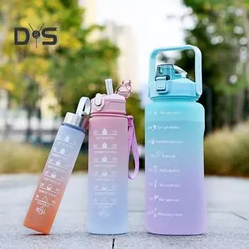 3 шт., 500/900/2000 мл, устойчивая к падению бутылка для напитков, без запаха, экологически чистый спортивный кувшин для проточной воды, портативный чайник для пешего туризма розовый