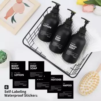 3 шт., 500 мл/16,9 унций, бутылки для лосьона с этикетками, пустая пластиковая бутылка с насосом, набор дозаторов мыла и мыла для рук для ванной комнаты, кухни, отеля
