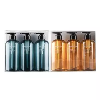 3 шт., 500 мл, набор бутылок, шампунь, гель для душа, кондиционер для волос, пресс-насос, дозатор мыла, бутылка для ванной комнаты синий