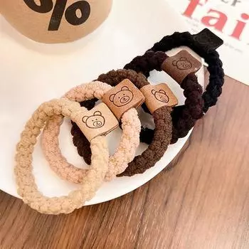 3 шт./5 шт. шерстяные резинки для волос с медведем для маленьких девочек, осень-зима, детские аксессуары для волос, детские эластичные резинки для девочек 3/5 шт. 3pcs