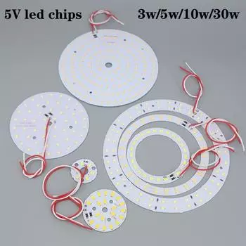 3 шт. 5 В 3 Вт 5 Вт 10 Вт 30 Вт светодиодный чип-бусина желтый теплый белый лампа ночники провод плата лампочка круглая трансформация источник 32 мм 50 мм 14 мм Round 3W White 32mm
