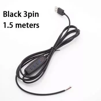 3 шт. 5 В USB Двухцветный Диммер Контроллер Переключатель Провод Трехцветный Вкл Выкл Управление Диммирование Провод 1.5 м Для Светодиодной Ленты Лампы Лампочки Black 3pin 3pcs