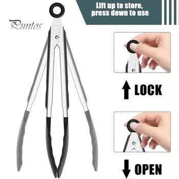 3 шт. 7/9/12 дюймов прочные нержавеющие пищевые кухонные щипцы для приготовления пищи щипцы для сервировки салата для шведского стола чёрный