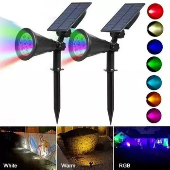 3 шт., 7-светодиодная лампа на солнечных батареях, регулируемый прожектор на солнечной батарее, встраиваемый в землю, IP65, водонепроницаемый, ландшафтный настенный светильник, наружное освещение warm color-1pcs