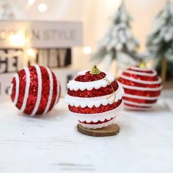 3 шт. 8 см блестящие рождественские шары подвеска пенопласт небьющиеся рождественские подвесные шары набор многоразовые блестящие рождественские елочные украшения other розовый