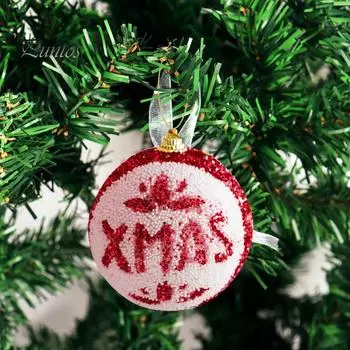 3 шт., 8 см, небьющиеся рождественские шары, украшения с ремешком, большой шар, подвесные подвески для рождественской елки, праздничное украшение, подарок на Новый год 2024