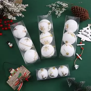 3 шт. 8 см пенопластовый рождественский шар подвеска белое золото елочные украшения для дома новогодние украшения Style 2