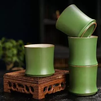 3 шт. 90 мл бамбуковая чашка для чая, имитация чайной посуды, кружки, чашка Master Cup, чашка для чая Kung Fu, чайная комната зелёный