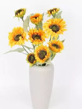 3 шт. 90 см Подсолнух Искусственный Подсолнух Букет Семейное Свадебное Украшение Цветочная Композиция Аксессуары Домашний Стол Внутренние Свадебные Украшения оранжевый