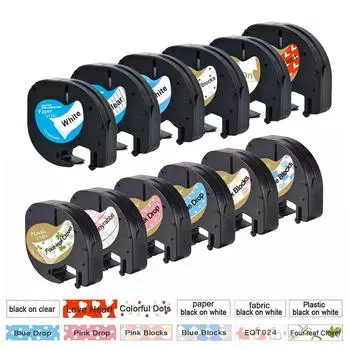 3 шт. 91201 91331 12267 лента для этикеток из пластика и бумаги, совместимая с принтером этикеток LT-100H dymo 12 мм dymo letratag 18769 91200 combination 5