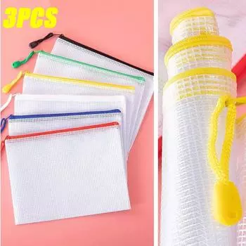 3 шт. A3/A4/A5 сетчатый мешок на молнии сумка для документов водонепроницаемая папка-файл на молнии школьные канцелярские принадлежности пенал сумки для хранения A5-3pcs зелёный