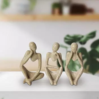 3 шт. Абстрактная фигурка мыслителя из смолы, ручная работа, современное искусство для украшения дома или офиса белый