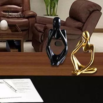 3 шт. абстрактная фигурка мыслителя, мини-статуэтка сидящего мыслителя из смолы, скульптура для гостиной, домашнего офиса, книжной полки, украшения для рабочего стола бежевый