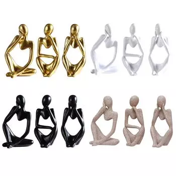 3 шт. Абстрактные скульптуры персонажей, настольные украшения, миниатюрные фигурки из смолы, рождественские подарки, домашний декор для офиса, полки для учебы бежевый