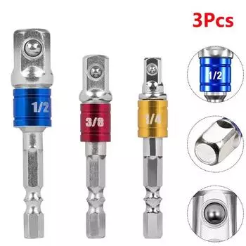 3 шт. Адаптер для головки дрели, удлинитель для ударной дрели, адаптер для головки дрели, размер 1/4, 3/8, 1/2, удлинитель для ключа