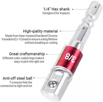 3 шт. адаптер для сверлильного патрона ударная дрель удлинитель сверла адаптер для стержня 1/4 3/8 1/2 размер сверло с шестигранным хвостовиком и квадратной головкой