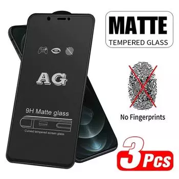3 шт. AG матовое полное покрытие 9H закаленное стекло для iPhone 11 Samsung S20 FE A52 A51 Xiaomi Redmi Note 10 Pro защитная пленка от отпечатков пальцев iPhone 11 чёрный