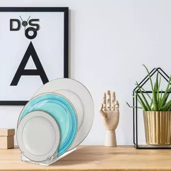 3 шт. акриловая подставка для посуды с гладкими краями, прочная несущая способность, универсальное использование, прозрачная подставка для посуды, держатель для тарелок 3pcs