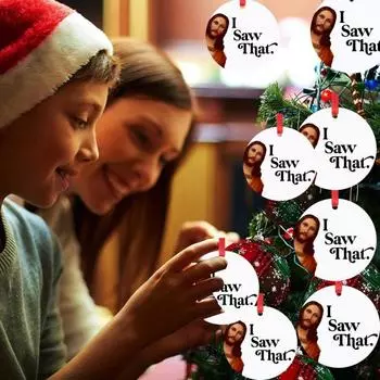 3 шт. акриловая рождественская подвеска «Я видел Иисуса», украшение, круглые религиозные подвесные украшения для рождественской елки, домашний декор 3 Pcs