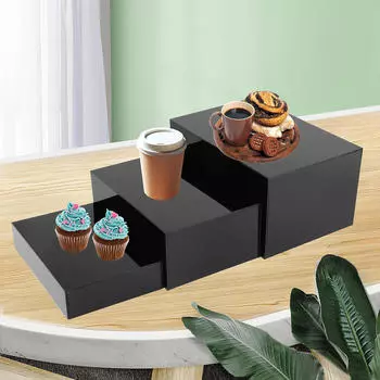 3 шт., акриловые кубические стойки для шведского стола, витрина для продуктов питания для розничной торговли чёрный