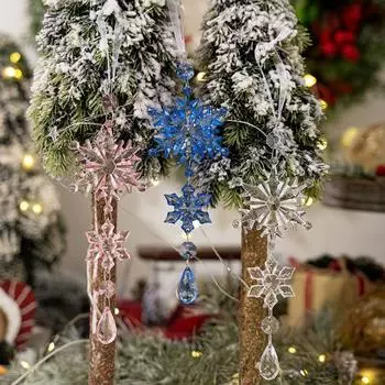 3 шт. акриловые рождественские снежинки подвески DIY рождественская елка ледяное подвесное украшение домашнее рождественское украшение прозрачный