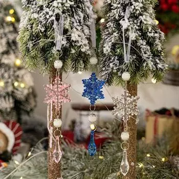 3 шт. Акриловые рождественские снежинки-сосульки-подвески Веселое рождественское украшение розовый