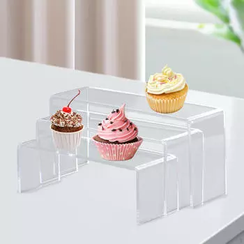 3 шт. акриловые стенды, кронштейны для полок, многоуровневая лестница, прямоугольник для фигурок кукол красный