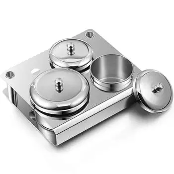 3 шт. Акриловый контейнер для жидкости Нержавеющая сталь Акриловая чашка для жидкого порошка Нержавеющая сталь Держатель для порошка для ногтей Контейнер для инструментов для дизайна ногтей