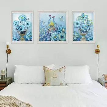 3 шт. алмазная живопись Павлин вышивка крестиком полная квадратная круглая Алмазная вышивка распродажа картина из бисера ремесленное искусство украшение дома Full Round 20x50cm