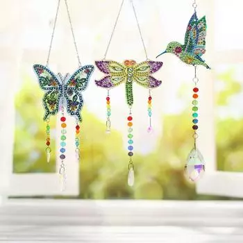 3 шт. алмазное художественное украшение Suncatcher DIY Creative Diamond Wind Chime Kit подвесное алмазное художественное украшение для сада, окна, балкона