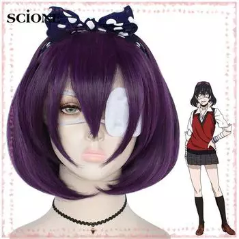 3 шт. аниме парик косплей Икишима Мидари фиолетовый косплей парик Kakegurui парики для компульсивного игрока бесплатные аксессуары головной убор + парик + повязка на глаза Wig&Bowknot&Blindfold фиолетовый